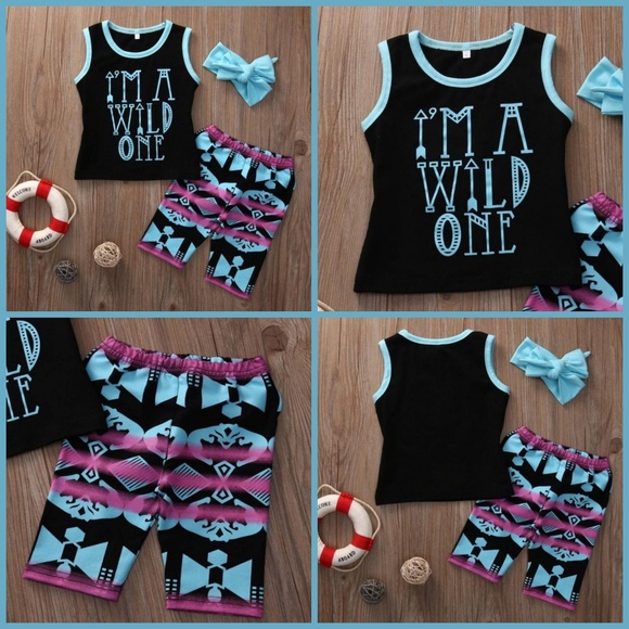Kids Boho Festival 3piece Outfit Black Blue 4/5yr - Picture 2 of 4